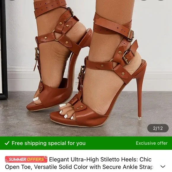 New brown strappy heels - Picture 2 of 2